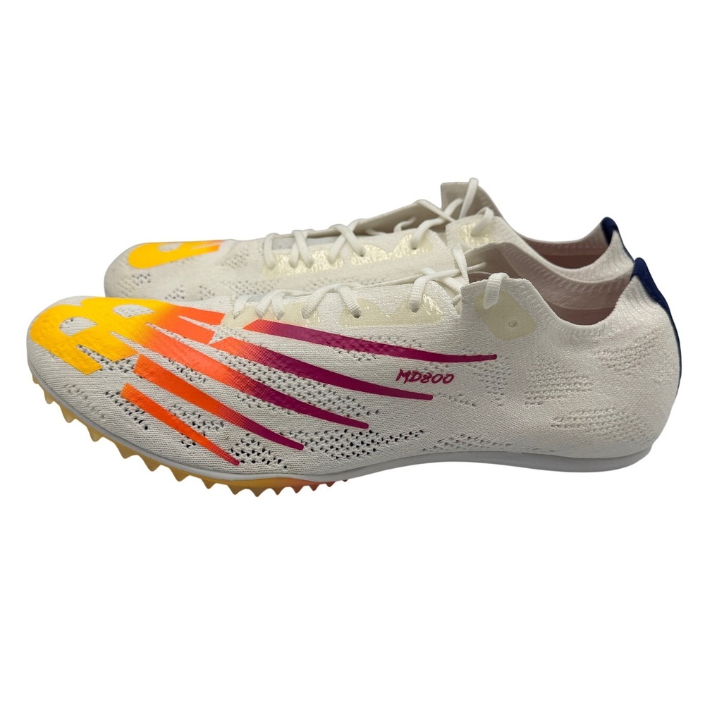 New Balance MD800v8 Running Spikes Mens 10.5 White Yellow New FuelCell MMD800W8 - Picture 7 of 16